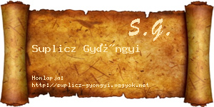 Suplicz Gyöngyi névjegykártya